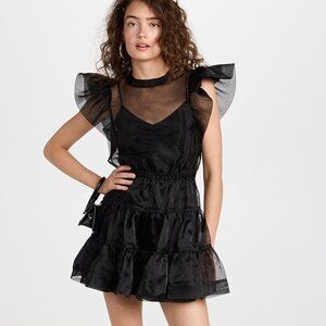 SIMKHAI Monique Organza Ruffle Sleeve Mini Dress
